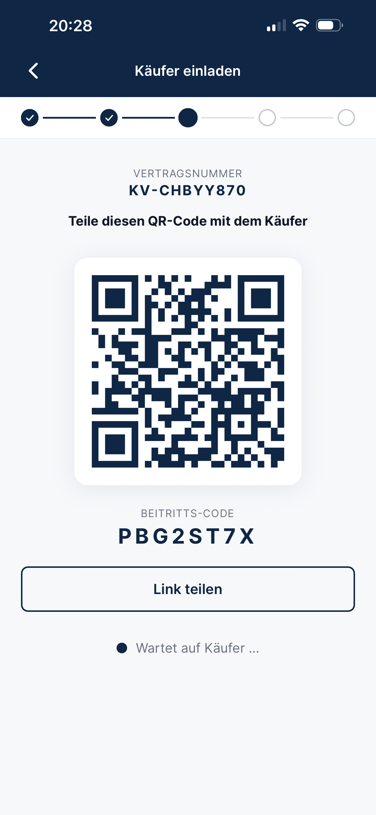 App-Screen: Käufer einladen
